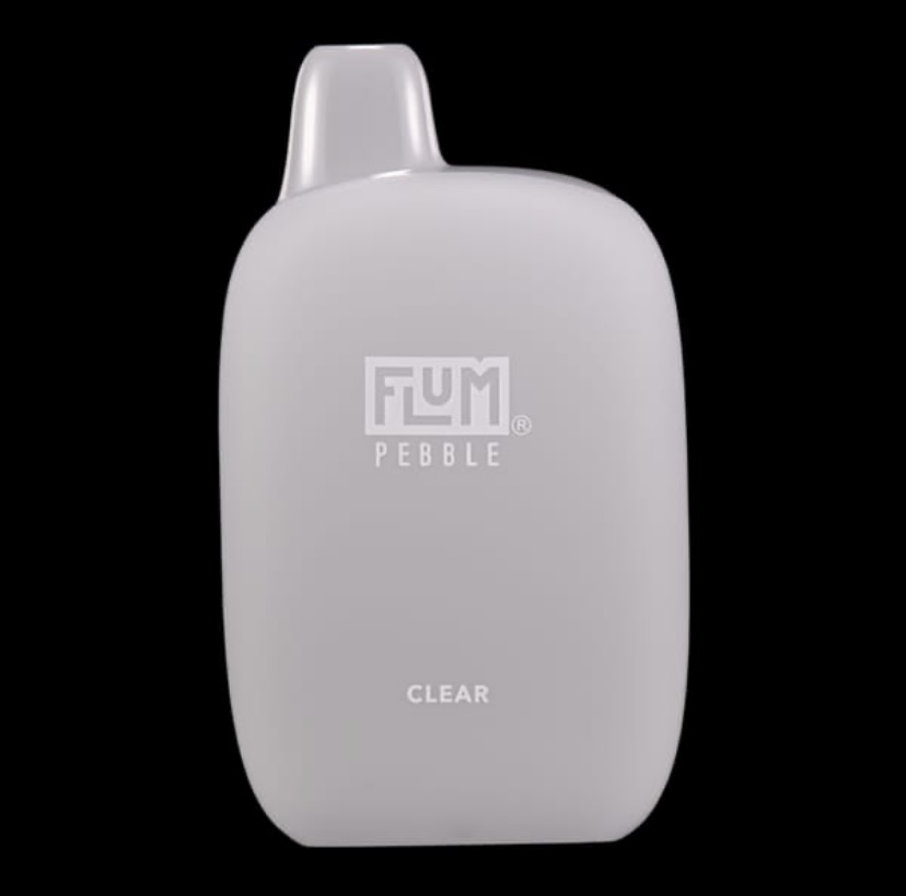 Flum Pebble Clear Disposable Vape Device on a Black Background - Australia E-cigarette Store