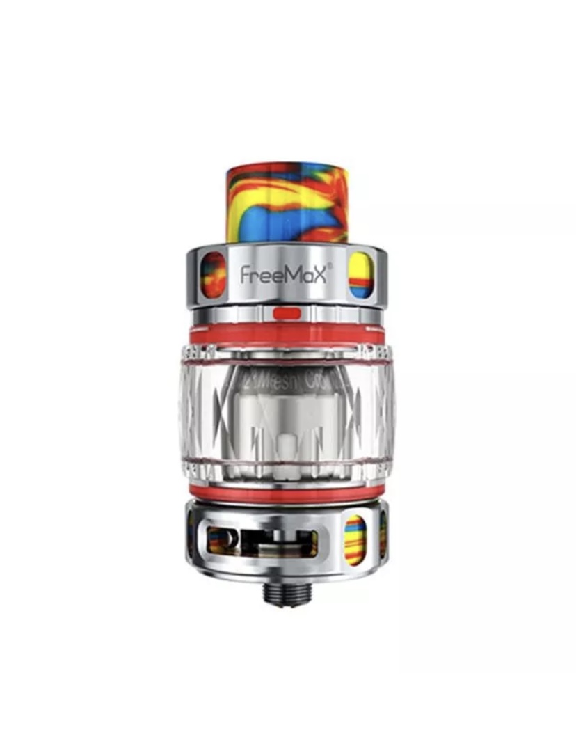 Freemax Vape Atomizer with a Colorful Resin Drip Tip and Chrome Body with Red Rings - Australia E-cigarette Store