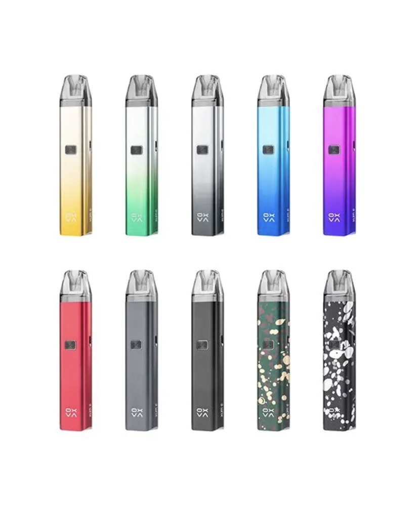 Row of Ten Pod Vape Devices in Assorted Colors Arranged in Two Rows gold Gradient Green Silver Blue Purple Pink Gray Dark Gray Green with Splatter Black with Splatter This Informative Image Shows Multiple Vape Pens Laid out for Comparison - Australia E-cigarette Store