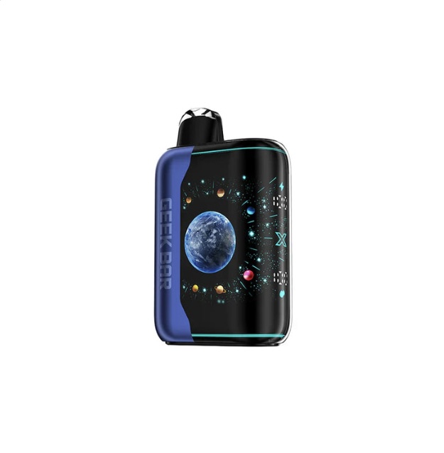 Blue and Black Geek Bar Disposable Vape with Space-themed Planet Artwork on the Front - Australia E-cigarette Store
