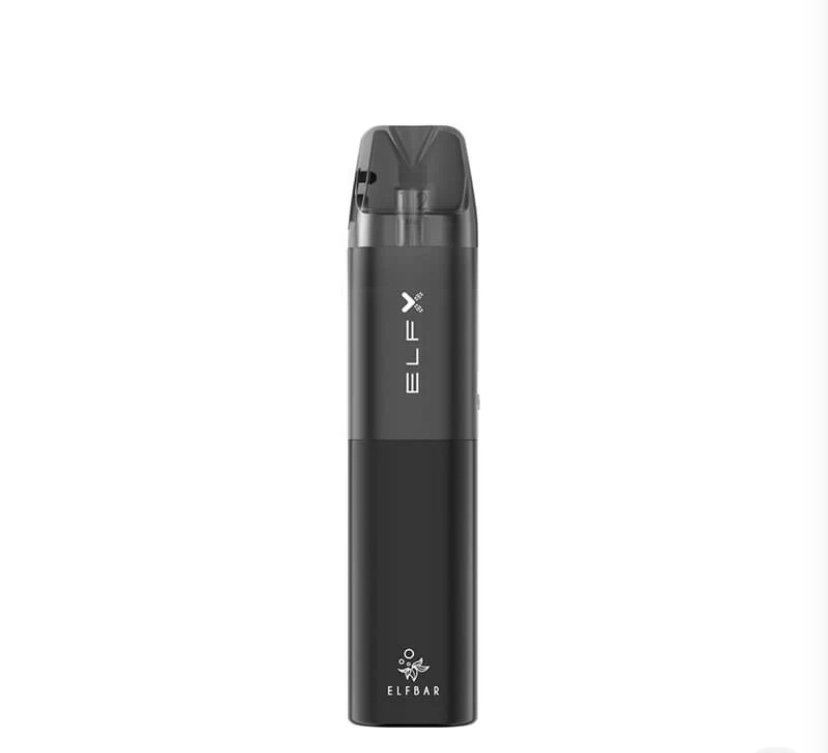 Elf Bar Disposable Vape Device Black Body with Gray Mouthpiece Standing Upright - Australia E-cigarette Store