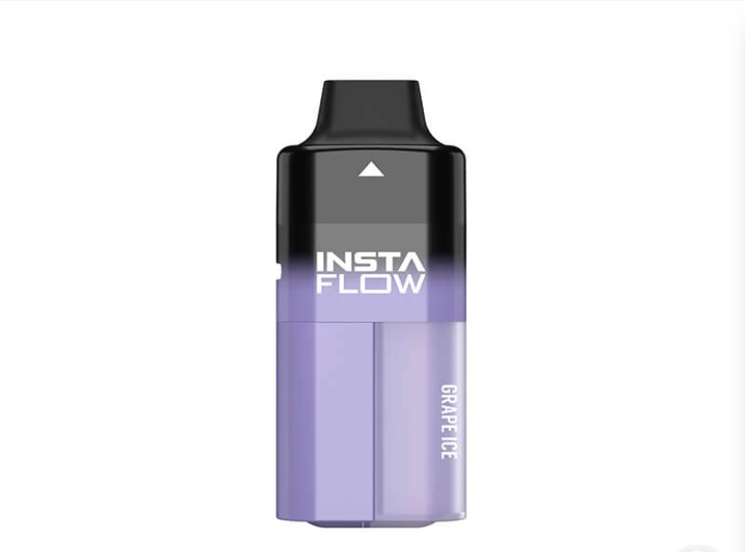 Purple Gradient Instaflow Vape Pod with Black Mouthpiece Labeled Grap E Ice Showing the Grape-ice Flavor - Australia E-cigarette Store