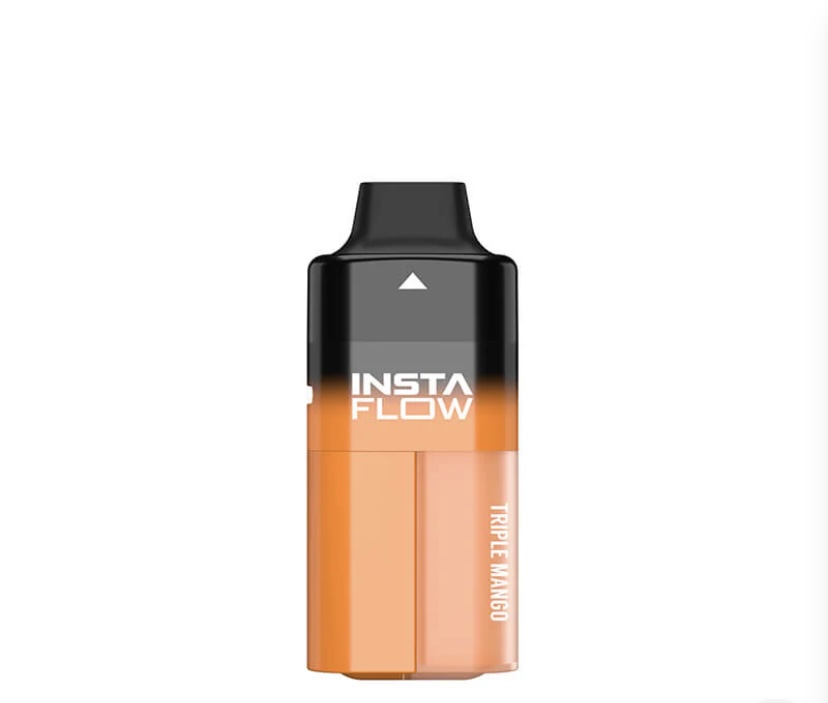 Orange Insta Flow Disposable Vape Device with Black Mouthpiece and Triple Mango Label on the Side - Australia E-cigarette Store