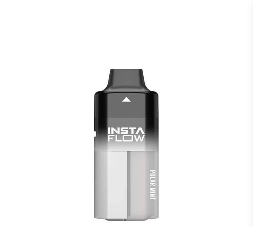 Instaflow Polar Mint Disposable Pod Vape Black Top and Translucent Body Standing Upright - Australia E-cigarette Store