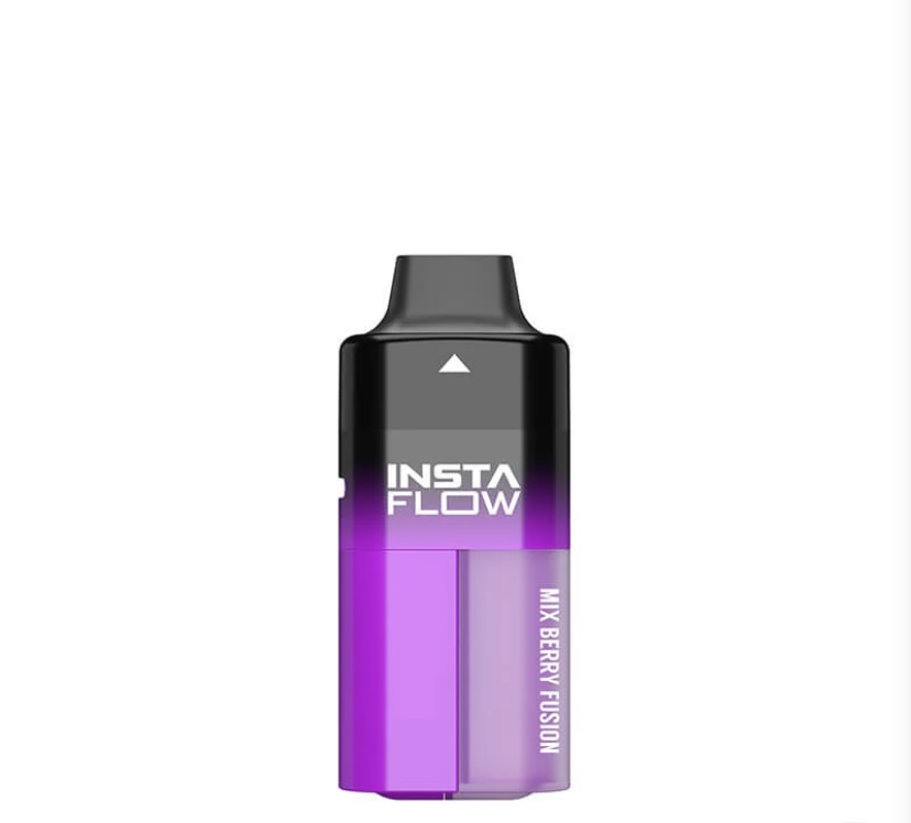 Pod-style Vape Device with a Black Mouthpiece and Purple Translucent Body Labeled Insta Flow Mix Berry Fusion - Australia E-cigarette Store