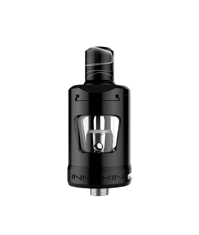Black Vape Tankatomizer with Glass Chamber and Coil Visible Brand Innokin Shown Front-facing - Australia E-cigarette Store