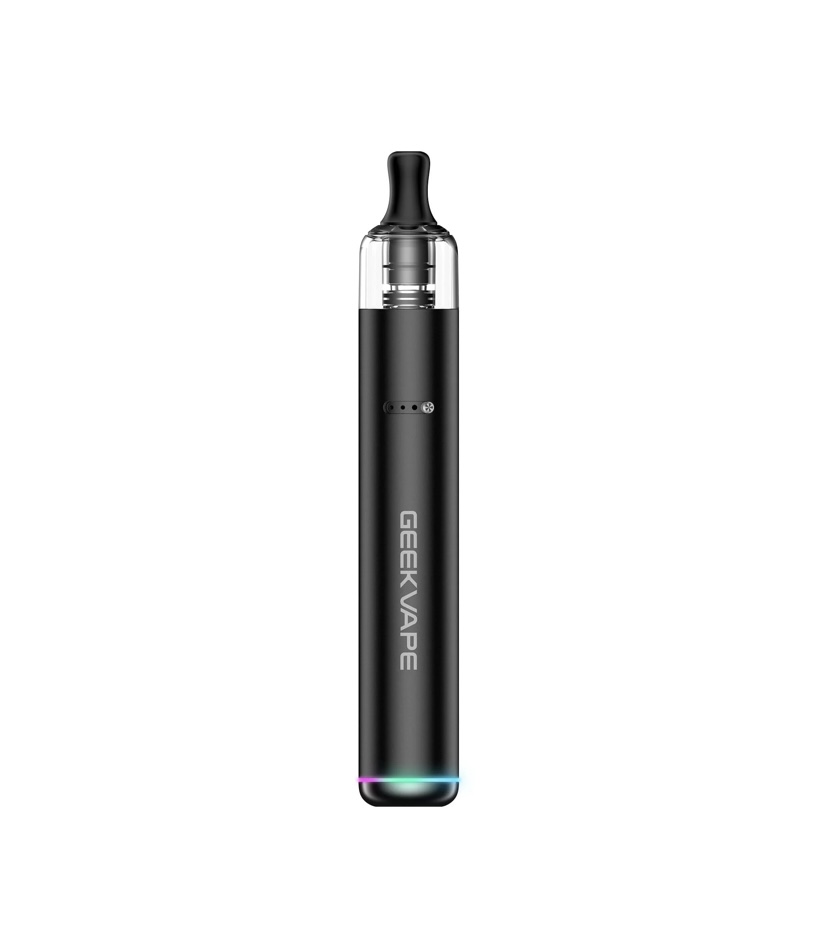 Black Geekvape Vape Pen with a Clear Cartridge and Rounded Mouthpiece Multicolor Led Glow at the Base - Australia E-cigarette Store