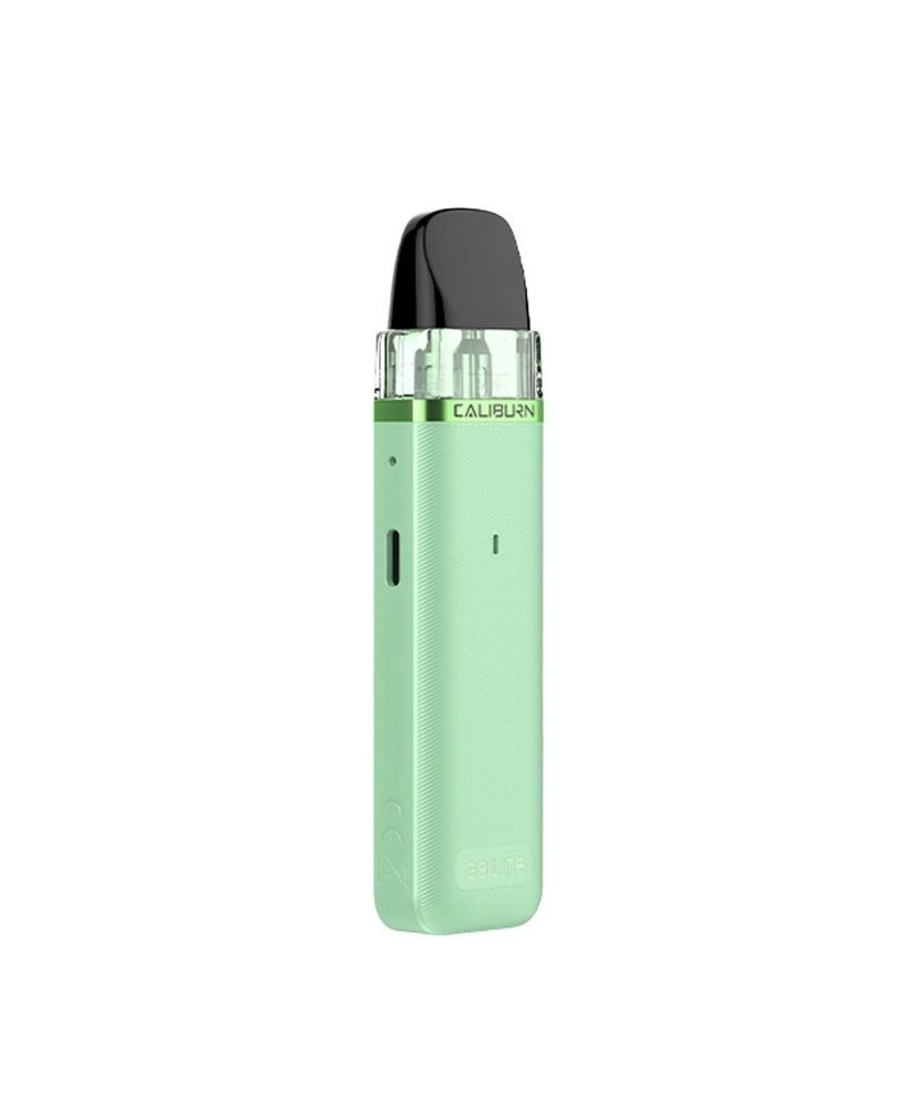 Mint Green Caliburn Pod Vape with Black Mouthpiece Shown Upright - Australia E-cigarette Store