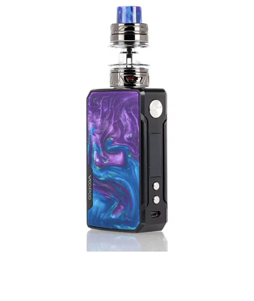 Compact Vape Mod with a Colorful Purple-blue Screen and a Glass Tank on Top Standing Upright on a White Background - Australia E-cigarette Store