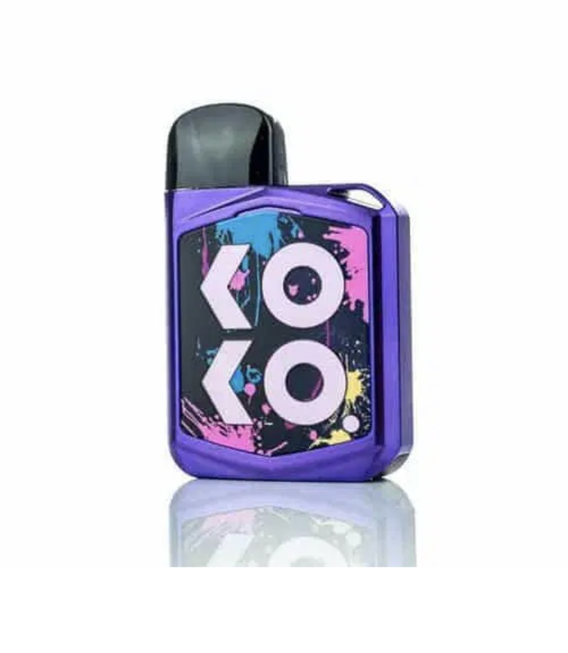 Purple Disposable Vape Device with a Black Mouthpiece and a Colorful Splash Graphic Reading Ko Ko on the Front Panel - Australia E-cigarette Store