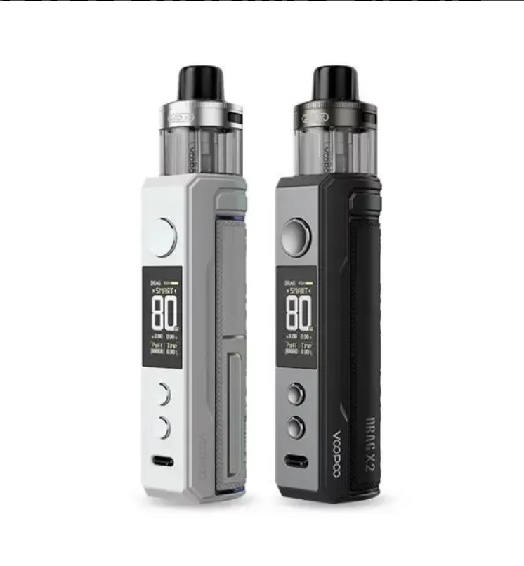 Two Vape Mods white and Black with Refillable Tanks Each Showing the 80w Display on the Screen - Australia E-cigarette Store