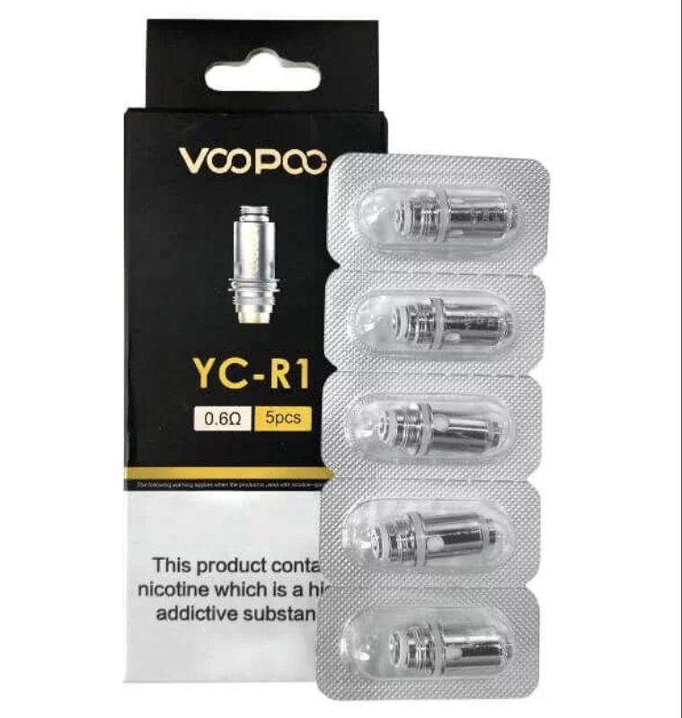 Voopoo Yc-r1 Coil Set 06Ω Five Coils in a Plastic Blister Pack Beside the Black Box - Australia E-cigarette Store