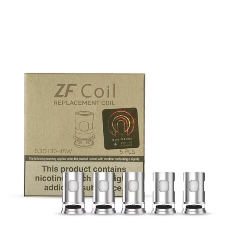 Box Labeled zf Coil Replacement Coil with Five Silver Vape Coils Lined Up in Front - Australia E-cigarette Store