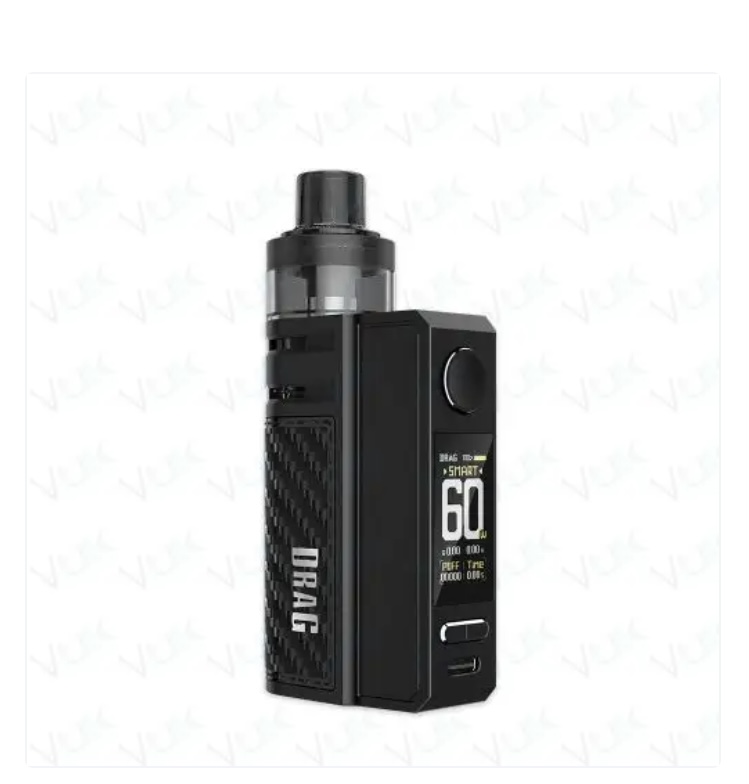 Black Vape Mod with a Textured Side Grip and Top Tank Front-facing Display Showing 60 and Settings Compact Handheld Device - Australia E-cigarette Store