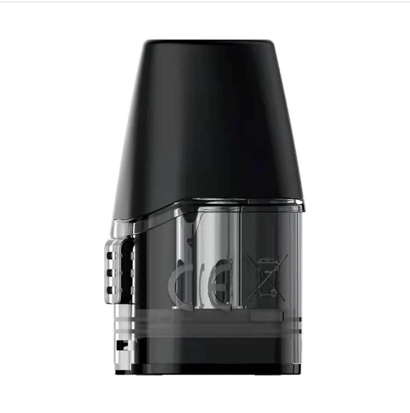 Black-mouthpiece Vape Pod Cartridge with Clear Tank and Metal Contacts Showing the E-cigarette Pod Component Used in Refillable Devices - Australia E-cigarette Store