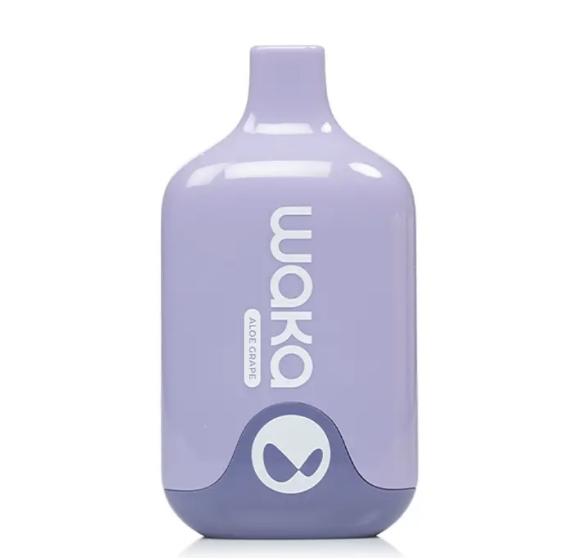 Lavender-colored bottle with vertical white text and a circular logo near the bottom, labeled Aloe Grape.