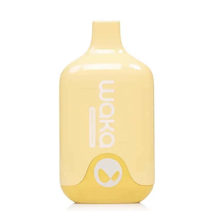 Bright yellow reusable water bottle with a white logo at the bottom and brand name printed vertically along the side.