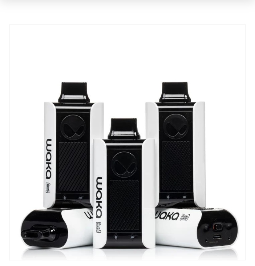 Three black-and-white WOKO pod vape devices standing upright, logo visible, on a white background.