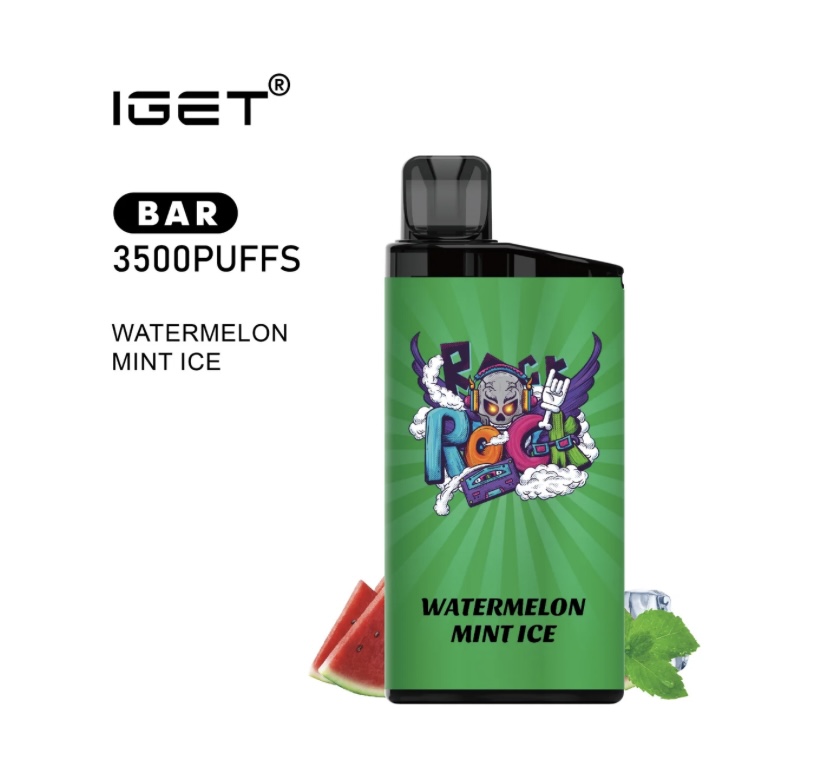 Disposable Vape Device with Green Packaging Watermelon Mint Ice from Iget Bar 3500 Puffs - Australia E-cigarette Store