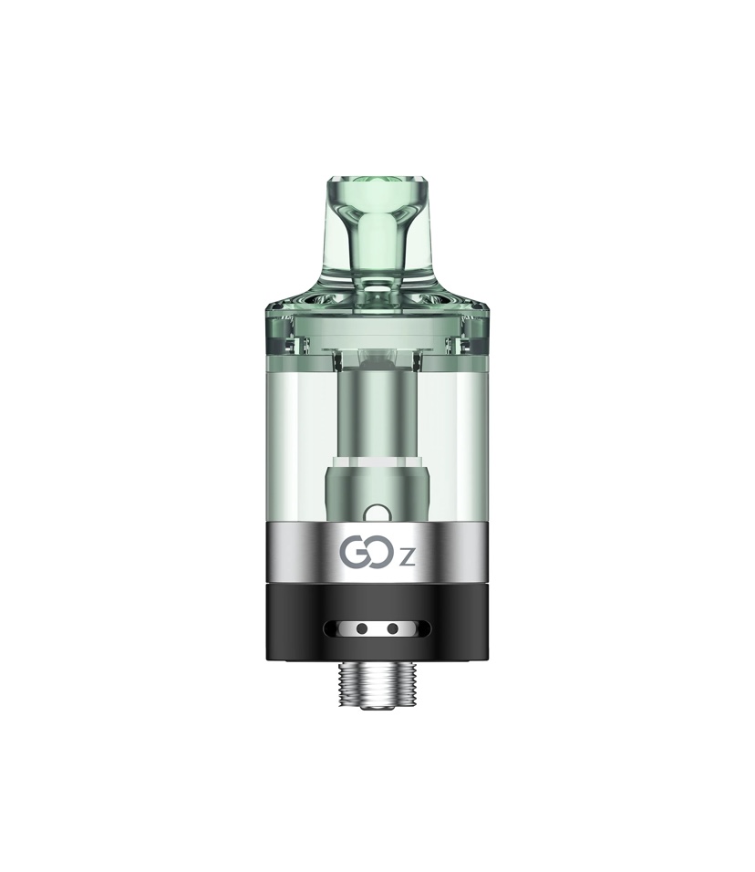Green Translucent Vape Tank with a Metal Base and Threaded Connector for a Mod Showing Go Z Branding on the Base - Australia E-cigarette Store