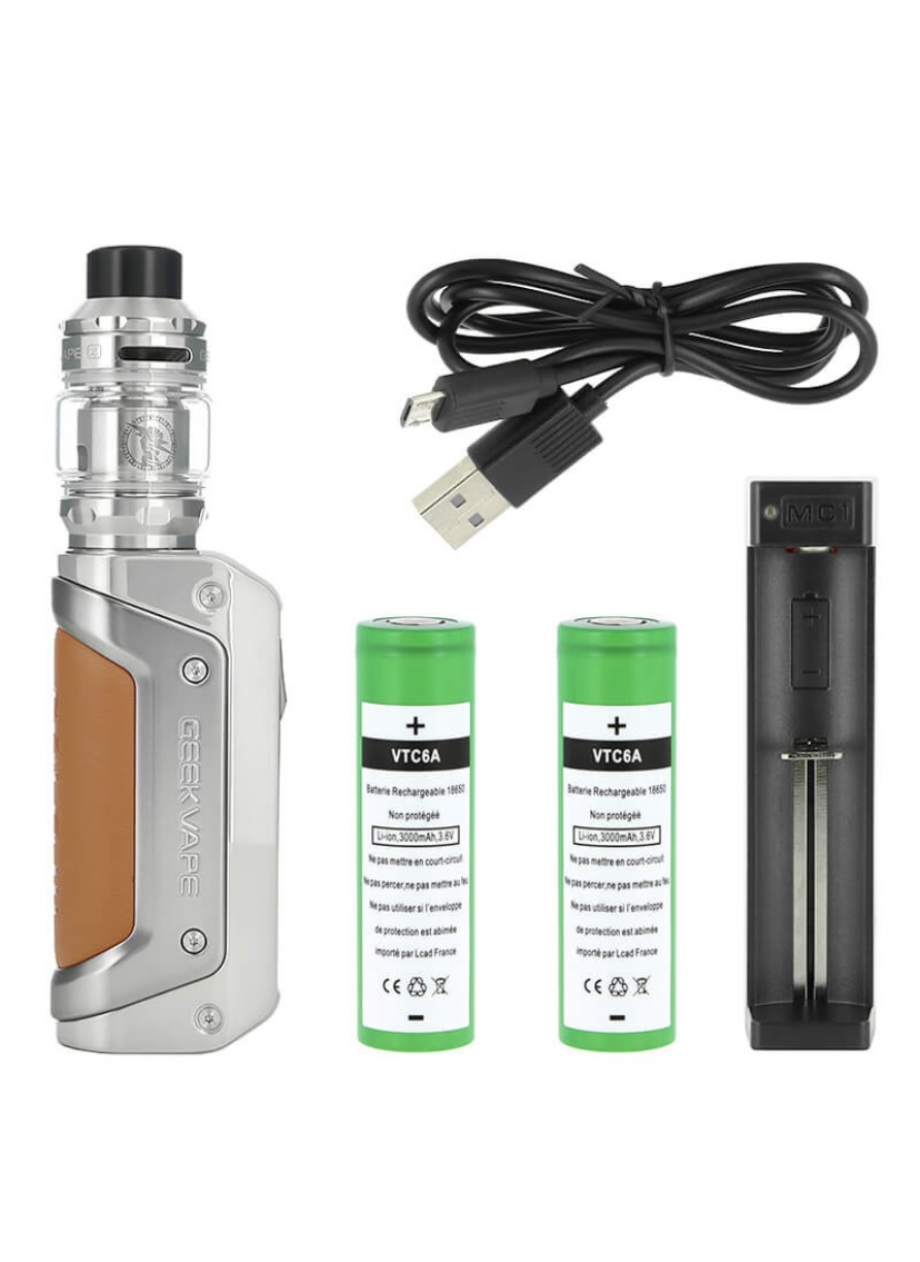 Vape Starter Kit with a Silver Mod and Tank Two Green Rechargeable Batteries Usb Cable and a Battery Charger - Australia E-cigarette Store