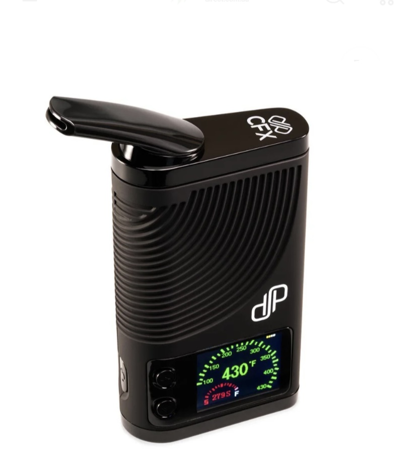 Black electronic lighter with a ribbed curved body and a small display showing 430°F at the bottom right edge of the lighter