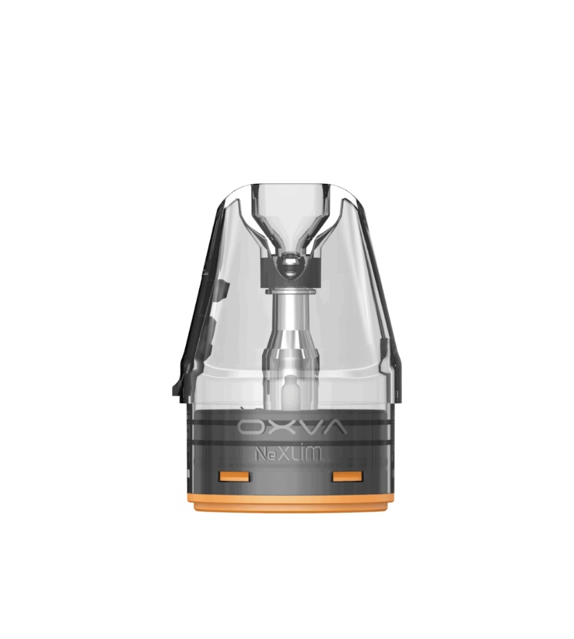 Vape Pod Cartridge with an Orange Base and Transparent Top Labeled Oxva Nexlim - Australia E-cigarette Store