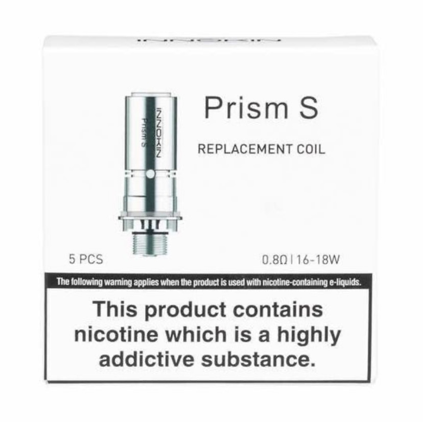 Box of Prism S Replacement Coil 5 Pcs with Warning Label About Nicotine Addiction - Australia E-cigarette Store