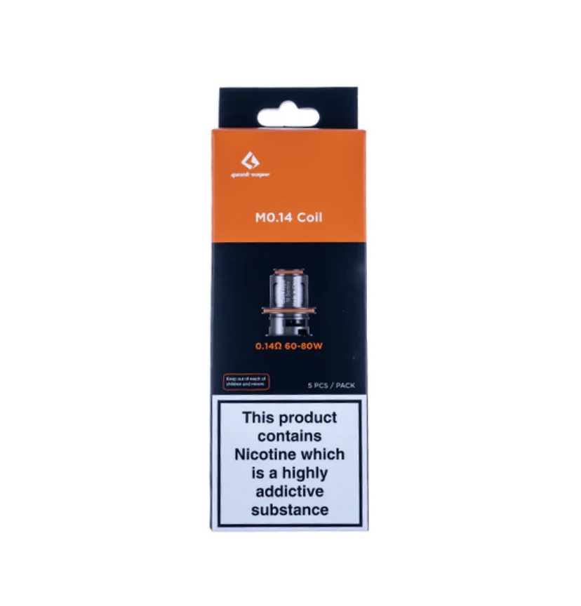 Orange-and-black Mo14 Coil Packaging Showing a Coil Image and a Nicotine Warning Label on the Front - Australia E-cigarette Store