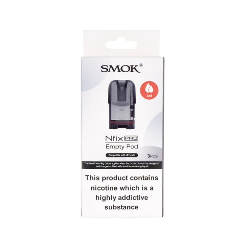 Smok Nfix Pro Empty Pod Box with a Single Pod Visible 3 Pcs and a Nicotine Warning Label on the Front - Australia E-cigarette Store