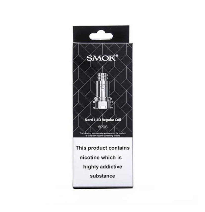 Smok Nord 14Ω Regular Coil Package Black Geometric Design Holds Five Coils Nicotine Warning at Bottom - Australia E-cigarette Store
