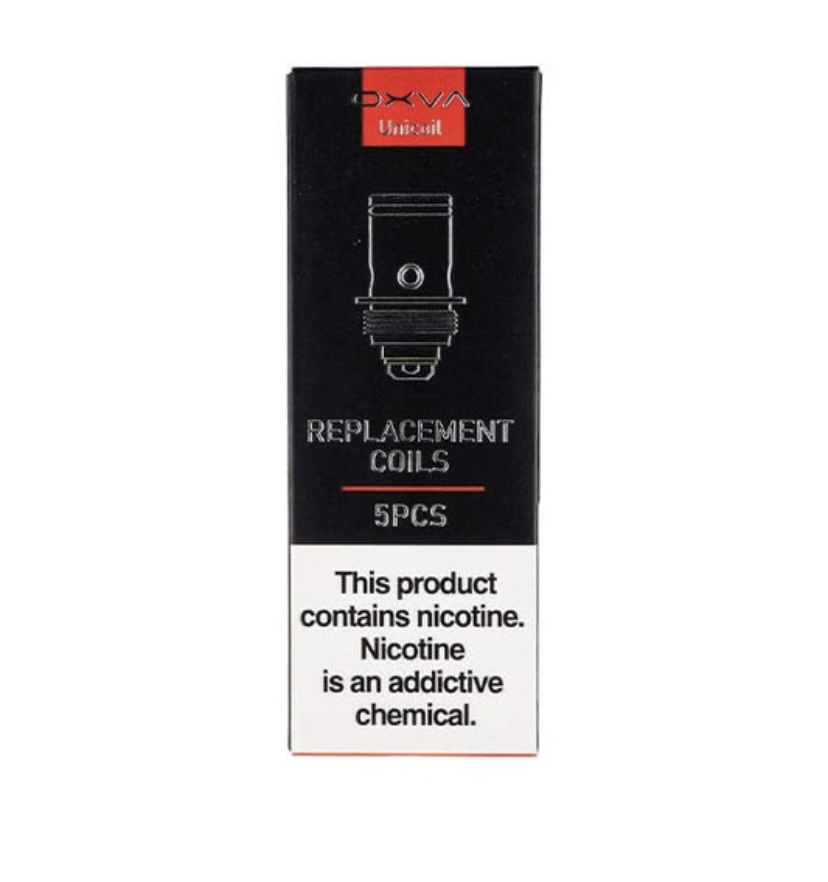 Black Box Packaging for Replacement Vape Coils Reads replacement Coils 5pcs with Nicotine Warning Label at Bottom - Australia E-cigarette Store