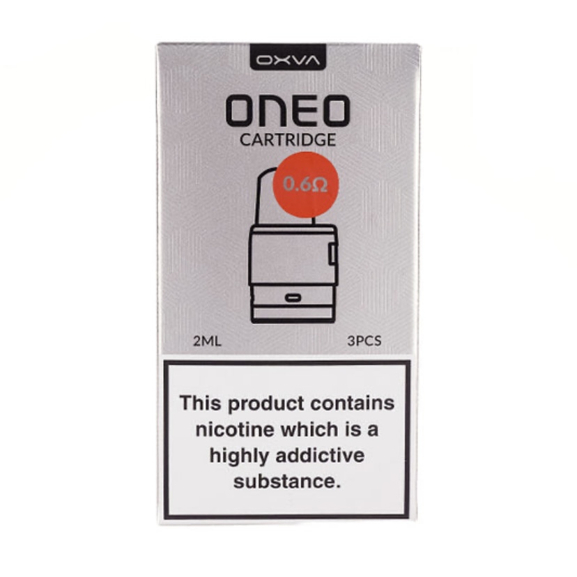 Oneo Cartridge Packaging Showing a 06Ω Coil Diagram and Nicotine Warning Label - Australia E-cigarette Store