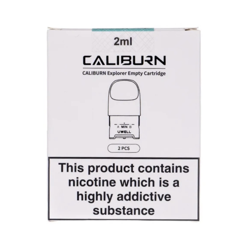 Caliburn 2ml Empty Cartridge Box with Nicotine Warning Label Saying This Product Contains Nicotine a Highly Addictive Substance - Australia E-cigarette Store