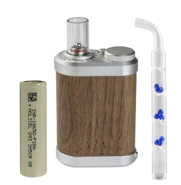 Wooden-bodied Portable Vaporizer with Metal Top Removable Battery and Glass Mouthpiece - Australia E-cigarette Store