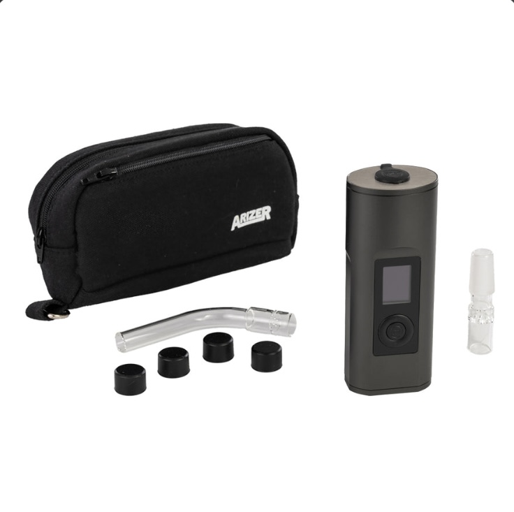 Arizer Portable Vaporizer Kit with Black Carry Pouch Glass Mouthpiece Adapters and Electronic Device with Display Panel - Australia E-cigarette Store