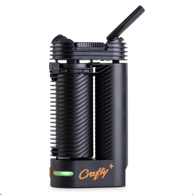 Crafty+ Handheld Vegetable Spiralizer with Crank Handle and Stacked Blade Drums Black with a Green Indicator Light and Orange Logo - Australia E-cigarette Store