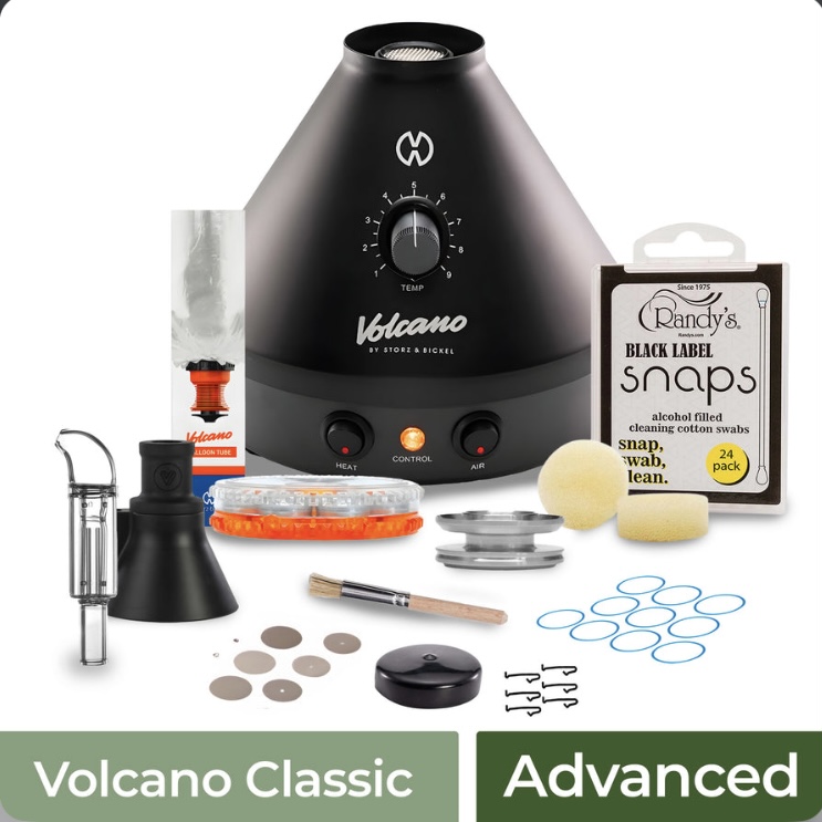 Volcano Classic Vaporizer with Its Accessories Arranged Around the Unit bags Pads Screens and Cleaning Tools - Australia E-cigarette Store