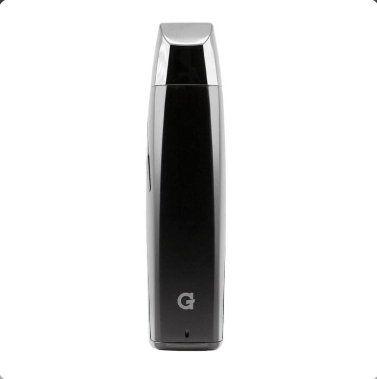 Black and Silver Vape Pen Standing Upright with a Chrome Cap and a Small g Logo Near the Base - Australia E-cigarette Store