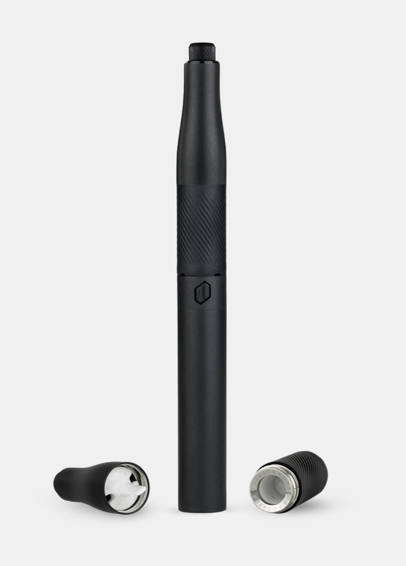Slim Black Vape Pen with Two Detachable Tips on a White Background - Australia E-cigarette Store