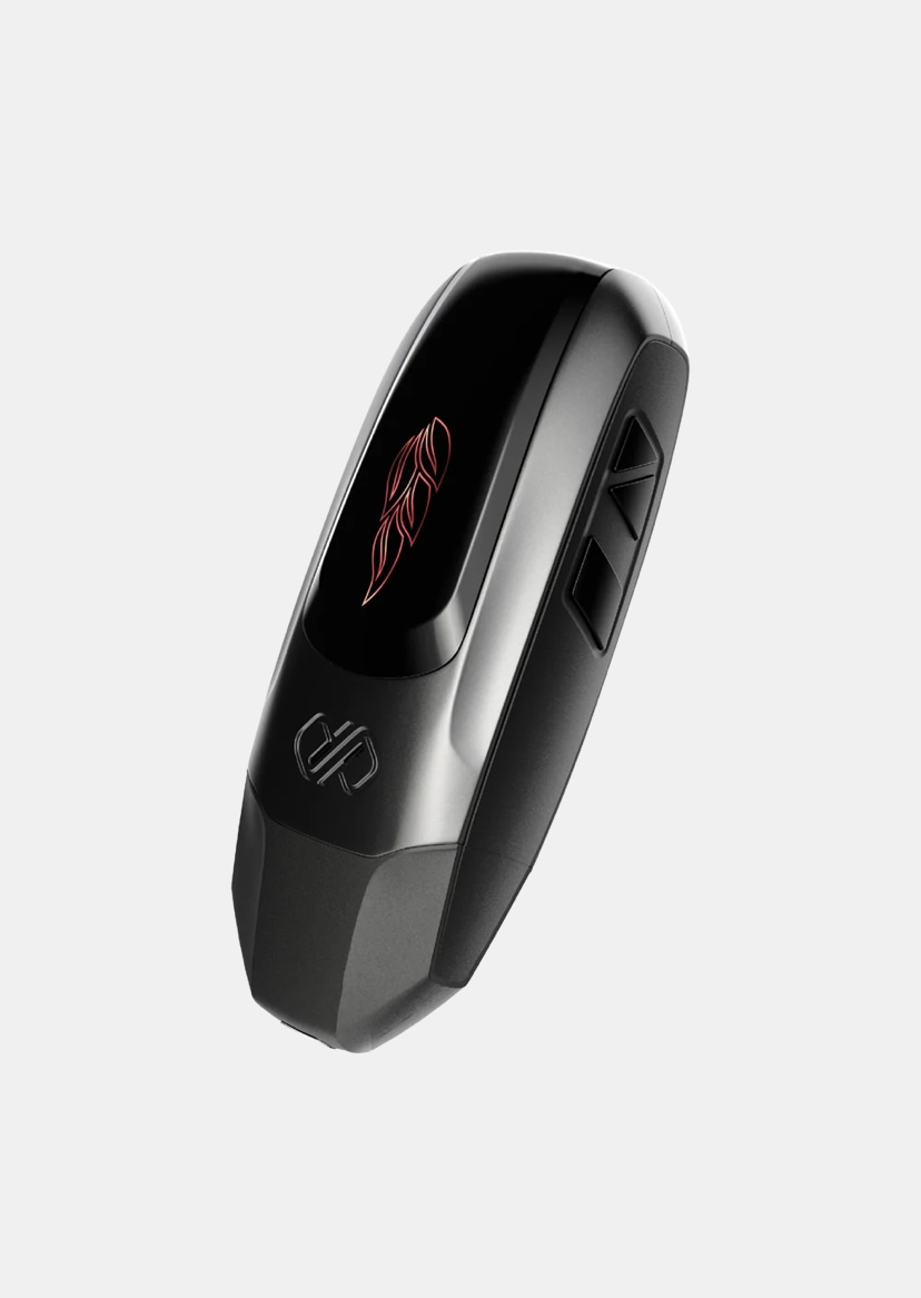 Black Wrist-worn Fitness Tracker with a Glossy Screen Displaying a Red Leaf Icon Shown at an Angled View - Australia E-cigarette Store
