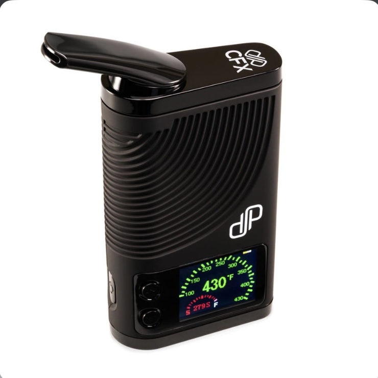 Black Portable Vapedab Device with a Curved Top Lever and a Digital Display Reading 430°f at the Bottom Panel - Australia E-cigarette Store