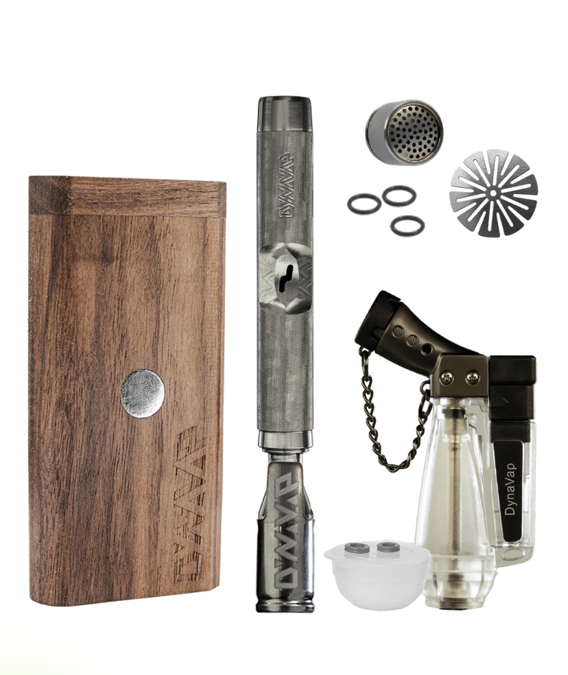Dynavap Dryherb Vaporizer Kit Wooden Cap Stainless Steel Vaporizer Tip Orings Screens Glass Mouthpiece with Chain Plus Small White Cap and a Dynavap Lighter - Australia E-cigarette Store