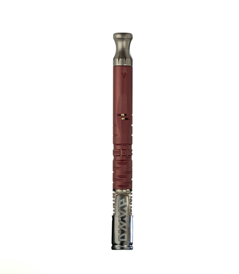 Red Vape Pen with a Metal Mouthpiece and Silver Battery at the Bottom Standing Upright on a White Background - Australia E-cigarette Store