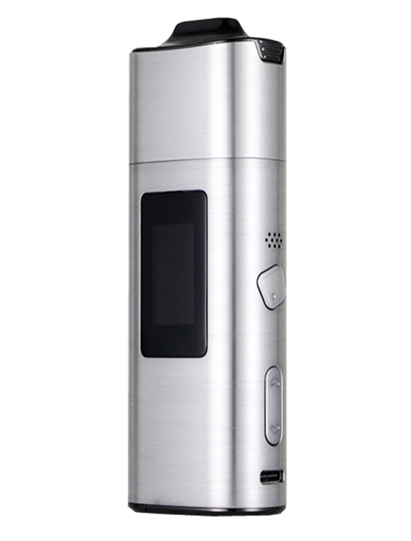 Silver Electronic Cigarette Mod with a Rectangular Display Screen and Side Control Buttons for Adjusting Settings - Australia E-cigarette Store