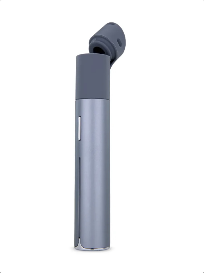 Slim Gray Vape Pen Standing Upright with a Dark Detachable Mouthpiece - Australia E-cigarette Store