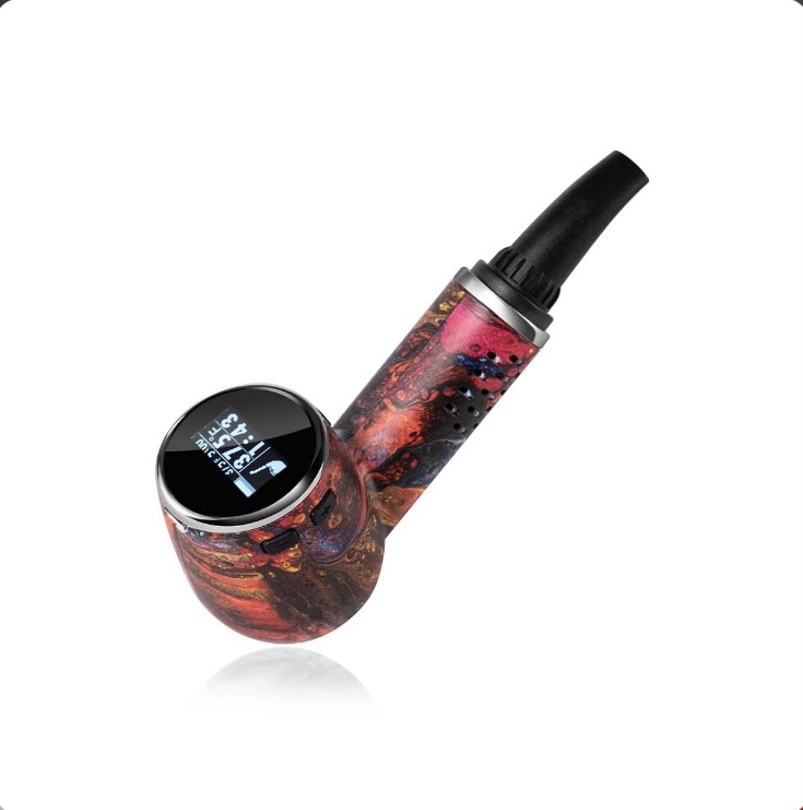 Colorful Wrapped Smoking Pipe with a Black Mouthpiece and Glossy Bowl Featuring a Small Display on the Side - Australia E-cigarette Store