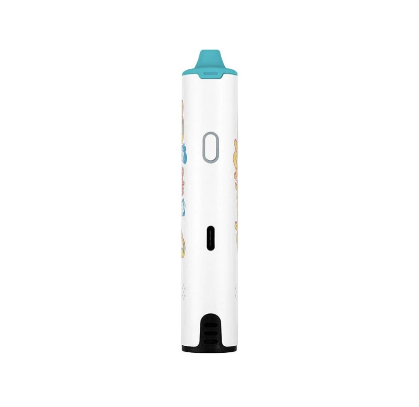 White Vape Pen with Teal Mouthpiece and a Gray Power Button Along the Side - Australia E-cigarette Store