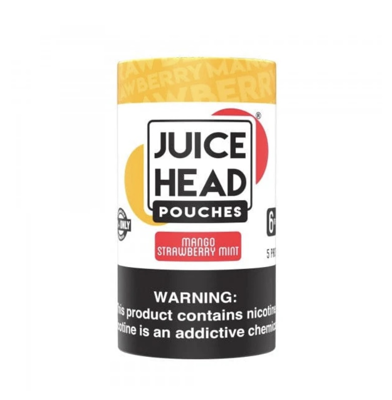 Juice Head Pouches Mango Strawberry Mint E-liquid Bottle with Warning Label on Front - Australia E-cigarette Store