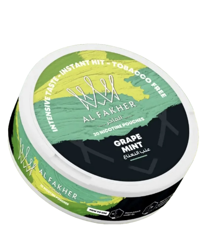 Al Fakher Grape Mint Nicotine Pouches Tin Tobacco-free 20 Pouches - Australia E-cigarette Store